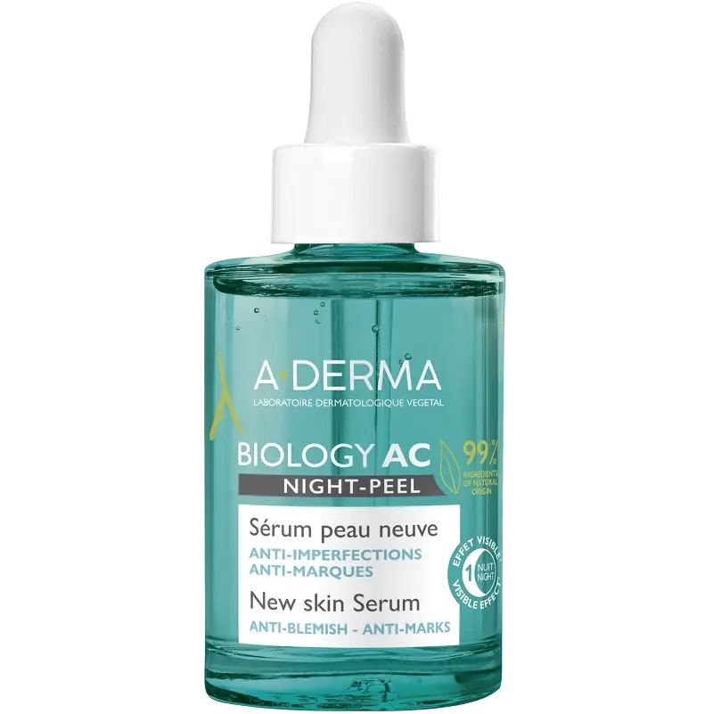 A-Derma Biology AC Night Peel Serum 30 ml - Pleje til huden