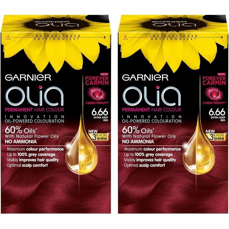 2 X Garnier Olia 6.66 Ekstra Dyb Rød - Fantastisk Tilbud!