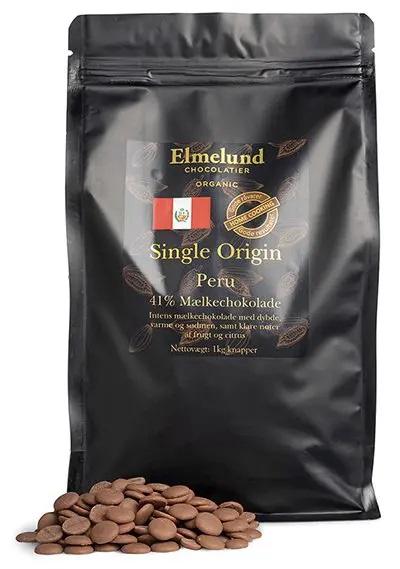 Elmelund Økologiske Chokolade Knapper 41% Mælkechokolade 1 Kg
