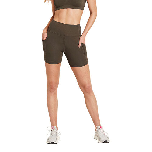 Boody 5 Quot  High Waist Shorts Dark Olive Str  Xl Motivate